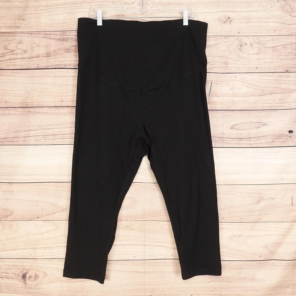 New! Old Navy Leggings Womens XL Black Capri Maternity Over Belly Stretch